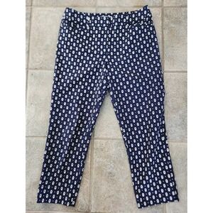 LOFT Blue and White Patterned Cropped Pants